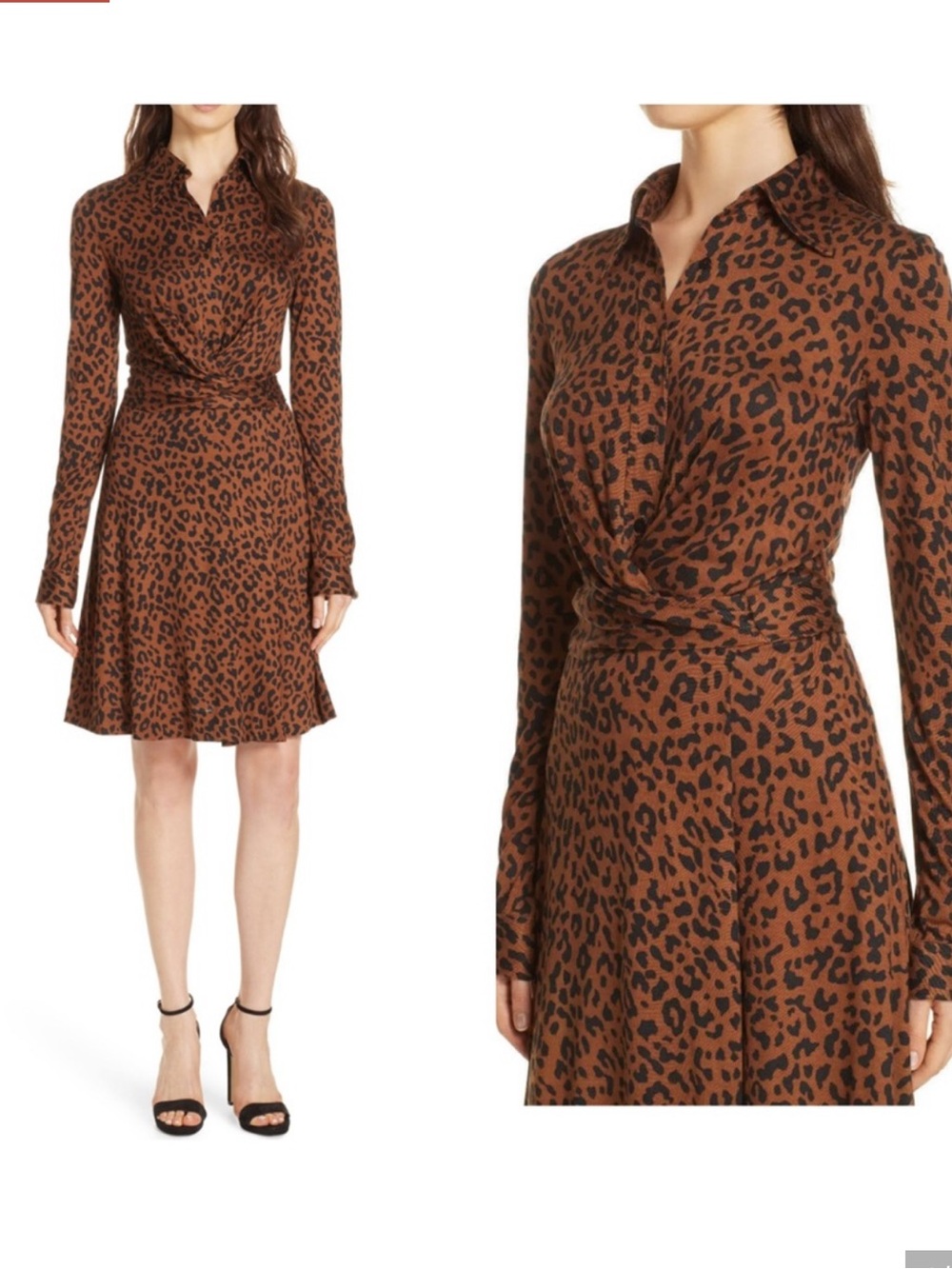 Diane Von Furstenberg Didi Long Sleeve Dress Leopard